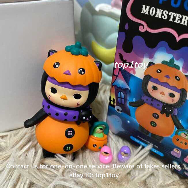 POP MART x PUCKY Monster Babies Pumpkin Black Cat Mini Figure | eBay