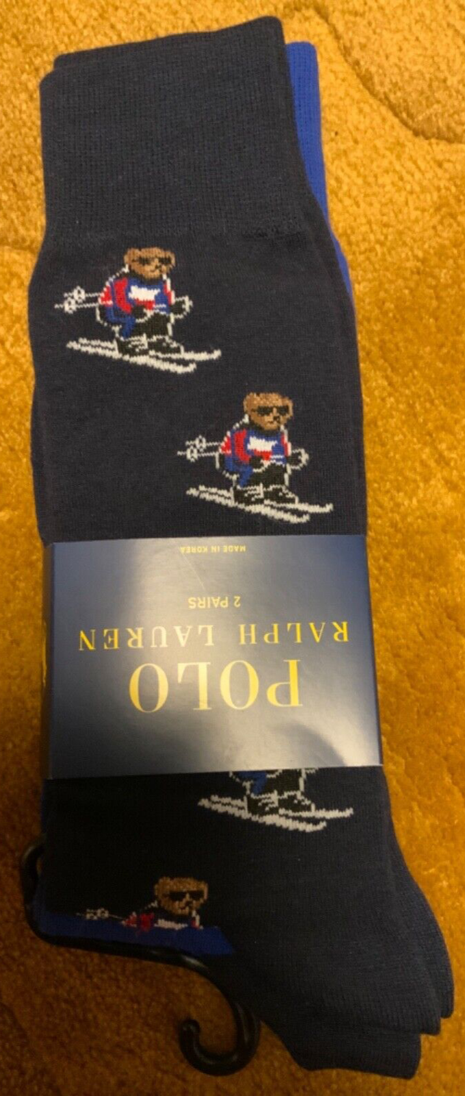 Polo RALPH LAUREN iconica polo da sci orso pony 2 paia calzini taglia 10 13 scarpa 6 12.NUOVA CON ETICHETTE