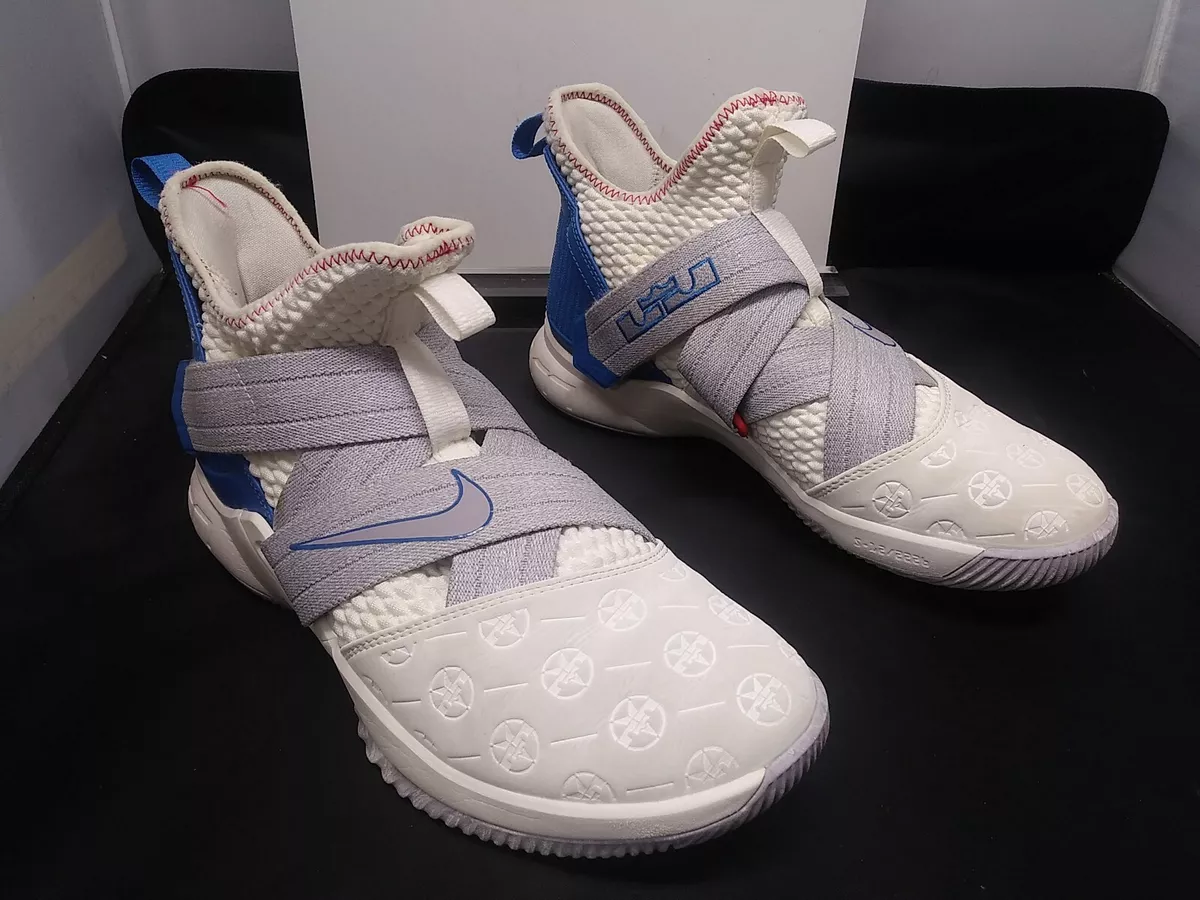 Nike LeBron Soldier XII Mens Basketball Shoes White Blue Size 8 A02609 101