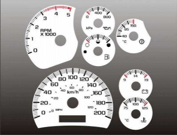 2003-2005 Chevrolet Duramax METRIC KMH Dash Cluster White