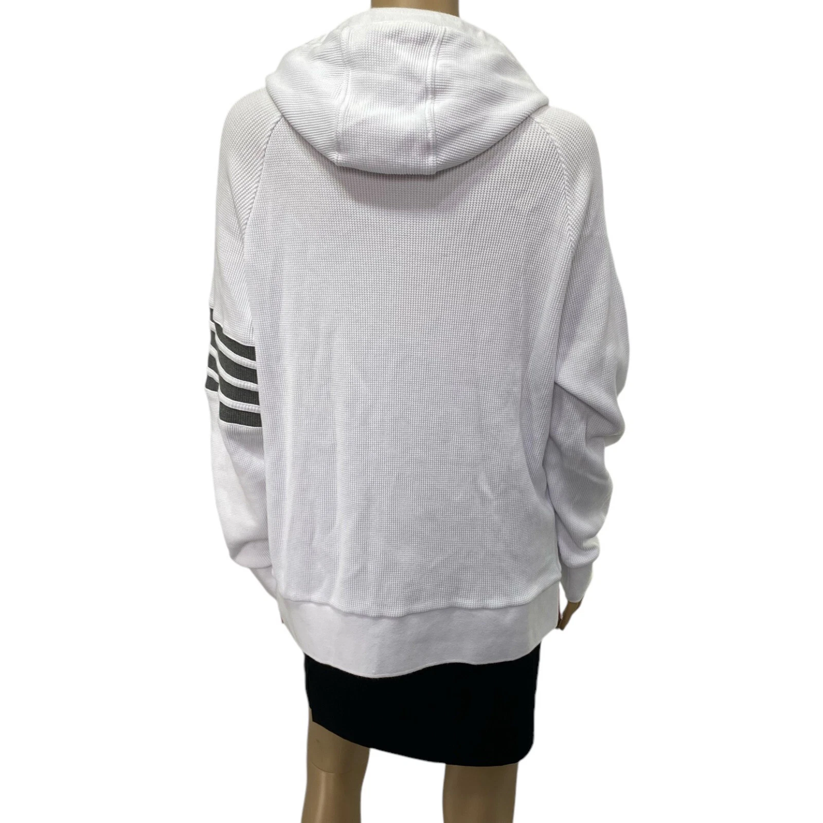 Giacca con cappuccio THOM BROWNE bianca maniche raglan