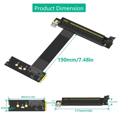 Extension Cable M.2 NGFF Nvme Key M to PCIE X16 Graphics Card Risers Adapter - Afbeelding 8 van 8