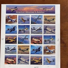 #3916 AMERICAN ADVANCES IN AVIATION SHEET OF 20 37 CENT STAMPS 2004/2005 MNH 