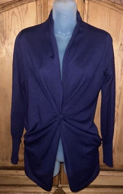 BRUNELLO CUCINELLI Dark Blue Cashmere Gathered One Button Front Sweater Size L