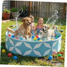 Dog Pool for Large Dogs, Foldable Hard Plastic Pet XL 64 12inch Light blue