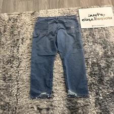 Vintage 90  s Wrangler Distressed Carpenter Blue Denim Workwear Jeans Men  s 42x30