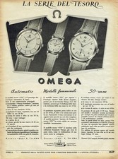 OMEGA OROLOGIO LA SERIE DEL TESORO ANNO 1951 ANNI 50 PUBBLICITA  28X37 VINTAGE
