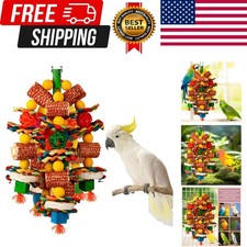 Bird Toys, Parrot Toys for Large Birds,Natural Corn Cob and Loofah Slices Bird C