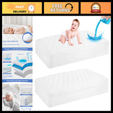 2 Pack Waterproof Quilted Baby Crib Mattress Protector, Fitted Deep Pocket, Soft