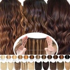 Echthaar Stirnband Wire Clip In Extensions Ehct Haarverlängerung Draht Haarteile