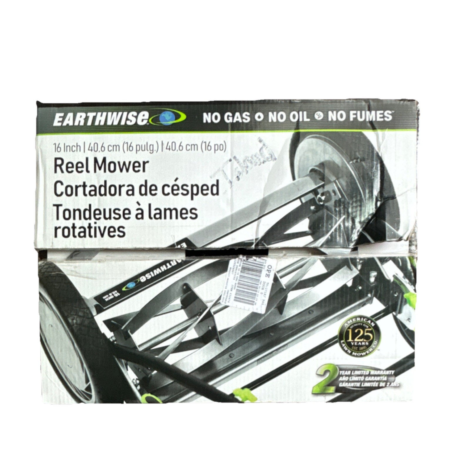 Earthwise 16-Inch Manual Reel Lawn Mower Adjustable Height Alloy Steel Blades