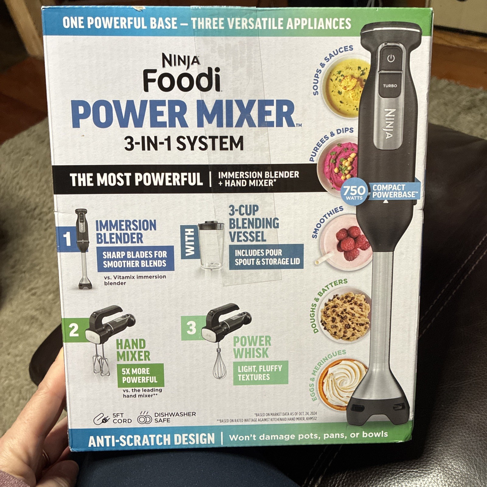 Ninja Foodi Power Mixer 3-in-1 System Hand Mix/Immersion Blender/Power Whisk NEW