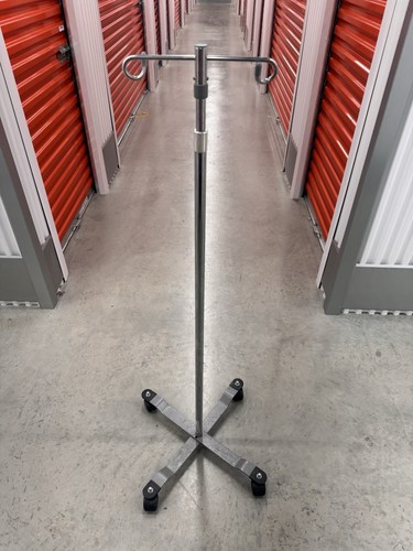 Rolling 2-Hook 4-Leg Chrome Plated IV Stand Pole Wheeled I V Poles I.V. Cart