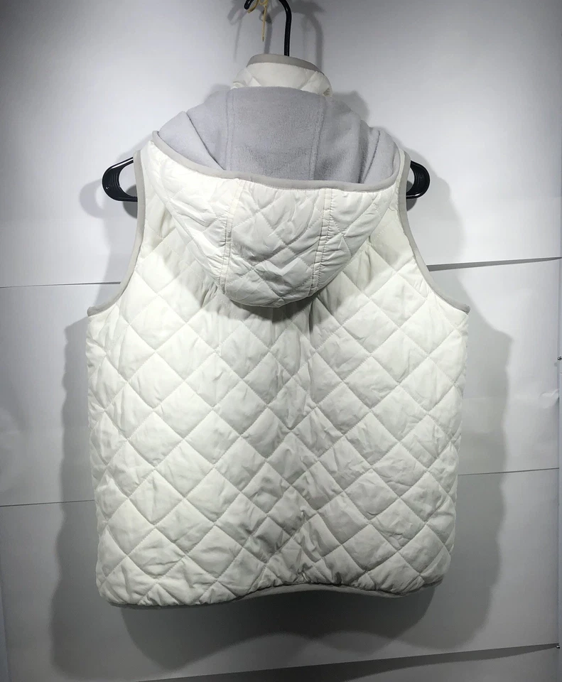 Lauren Ralph Lauren女式中号象牙灰色绗缝双面拉链口袋 — 第 2/4 张图片