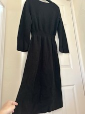BNWT UNIQLO : C 100% Wool Boat Neck Long Sleeve Ribbed Knit Long Dress Black L