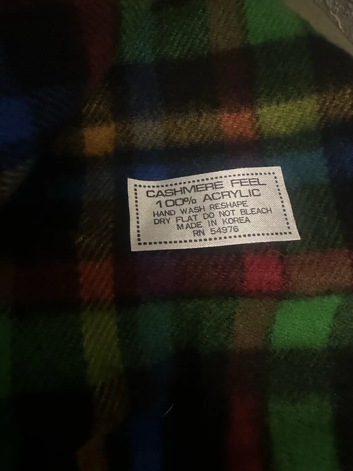 Bufanda Tartán Vintage Años 80 90 Cuadros Cashmere Feel Acrílico Corea Multicolor Foto 4 de 4