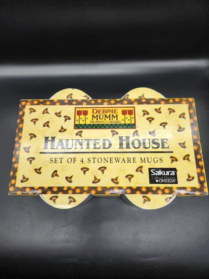 樱花 Onieda Debbie Mumm Haunted House 石器 咖啡杯套装 4 万圣节 — 第 3/4 张图片