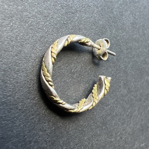 Sterling Silver Vintage Earring Golden Braid Mens