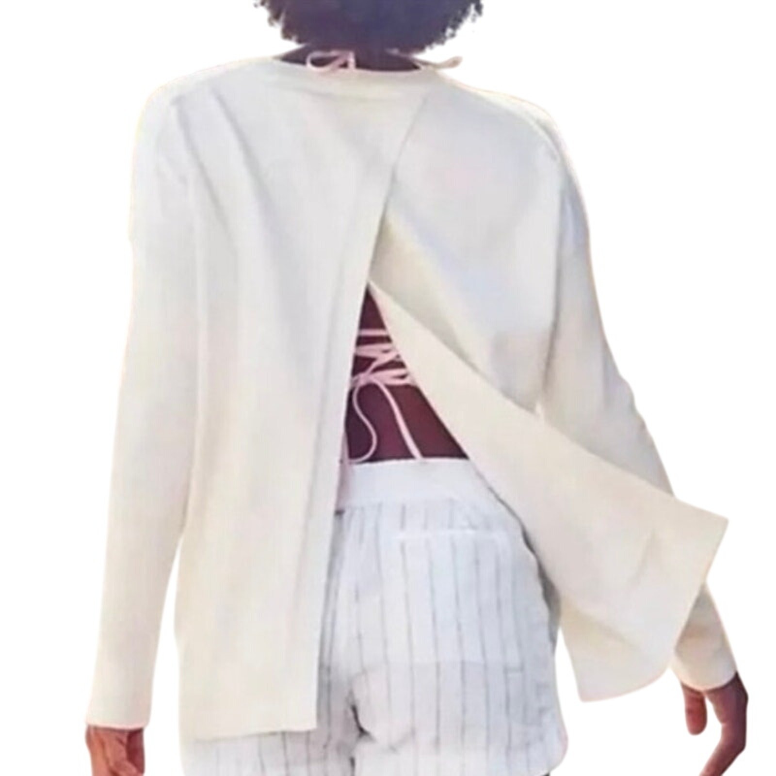 Athleta Highland Crossback Split Sweater Cream Wi… - image 1