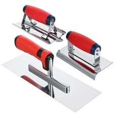 3Pcs Concrete Tools Stainless Steel Flat Finishing Trowel plus Concrete Edger