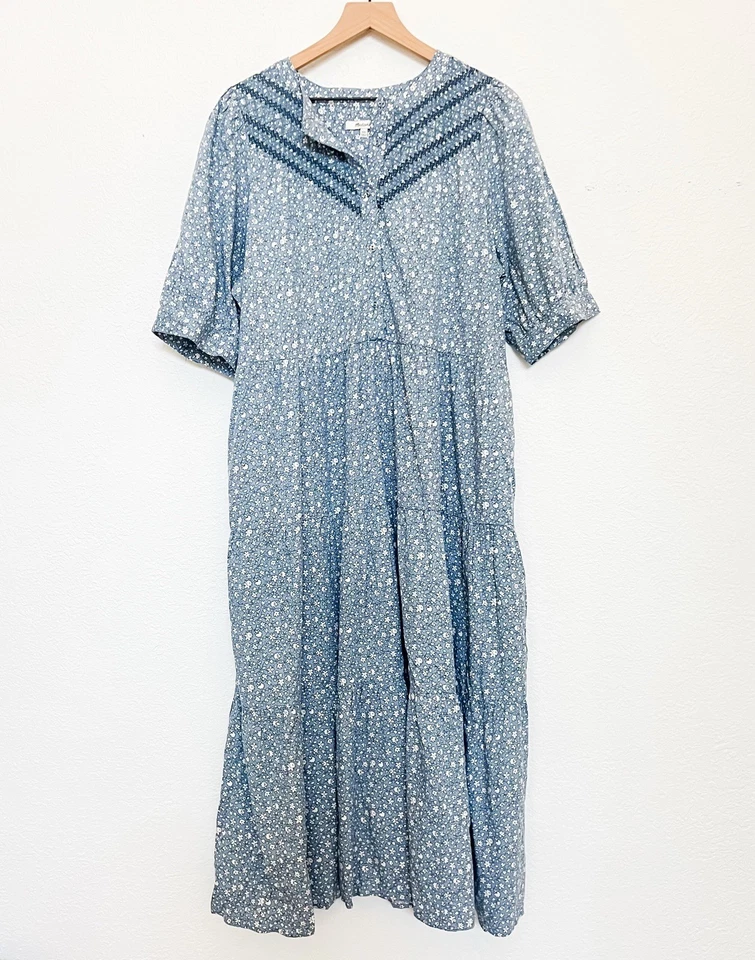 Vestido midi Madewell bordado manga abullonada en Cottage Garden XXL Foto 2 de 4