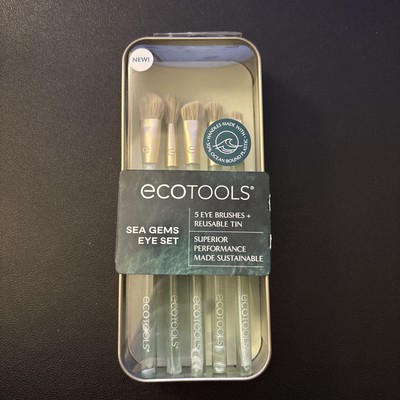 ECOTOOLS Sea Gems Eye Set 5 Different Brushes + Reusable Tin Sealed New