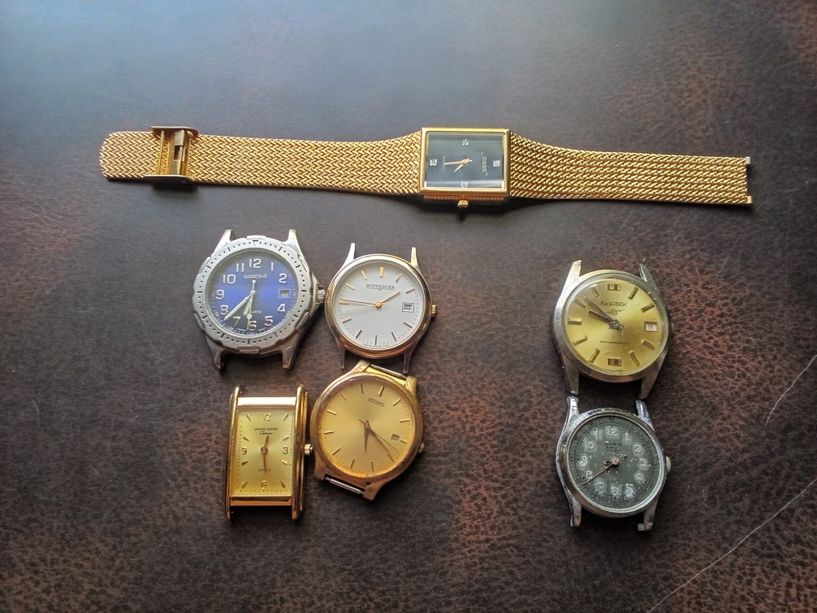 Vintage Mens Watch Lot 7 For Parts Repair Seiko Wittnauer Pierre Cardin Xavier