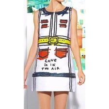 Alice + Olivia Love Is in the Air Mini Shift Dress Sketch Trompe L’Oeil XS