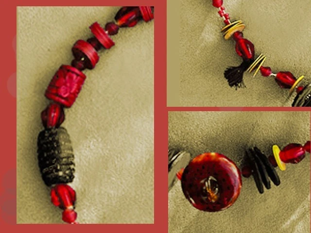 Collier ethnique en pierre et perles de verre - Photo 2/4