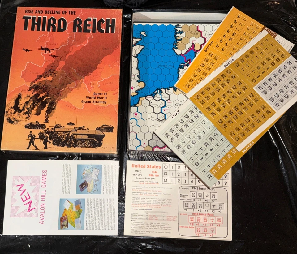 Ascensão e Declínio do Terceiro Reich NÃO PERFURADO 1974 Avalon Hill #813 - Imagem 2 de 3