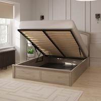 King size Ottoman Bed Limed Oak End Lift Under Bed Storage Bedroom Madrid