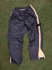 Vintage Nike Nylon Track Pants Navy Blue with White Side Stripe and Ankle Zips