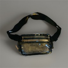 Clear Black Plastic Waist Pack Belt Bag, Two Zip Closure, Adjustable Nylon Strap
