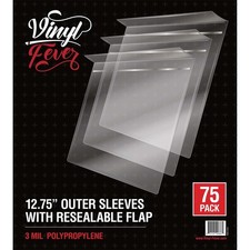 75 Pack 12.75" x 12.75" 3 Mil Clear Resealable LP Record Outer Sleeves