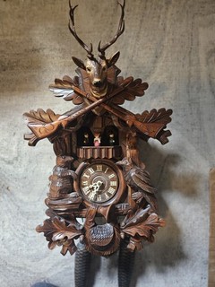 Beautiful Carved German 8 Day Musical Cuckoo Clock With Dancers for repair