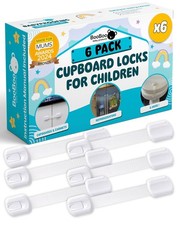 6 Pack Baby Cabinet Locks - Strong Adhesive, Adjusts 3 to 7 Inches for Security