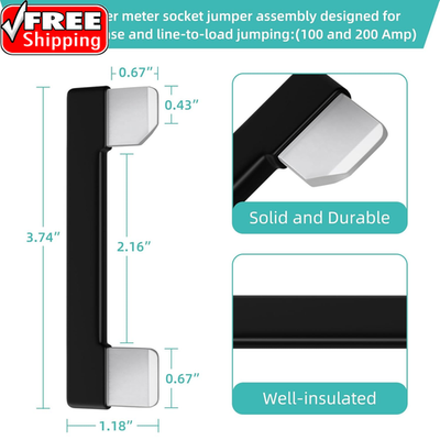 200 Amp Electric Meter Socket Jumper Assembly – Compatible With Talon 200A SUA Sockets, UL-Listed, Double-Insulated, 2-Pack
