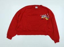 Womens UK M Regular Disney Red Pullover Sweatshirt