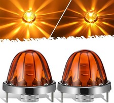 2Pcs Amber Glass Lens Watermelon Lights Patented Amber LED Side Marker Turn Si