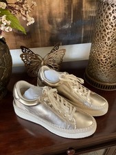Dolce Vita Lennix Sneakers Light Gold Metallic Leather 9 1/2 NWT