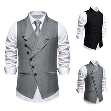 Men's Suit Vest Wedding Oblique Lapel Single-breasted Vest Business Waistcoat