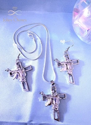 Parure Collier & Boucles d'Oreille Michael Jackson Croix - Photo 1/4