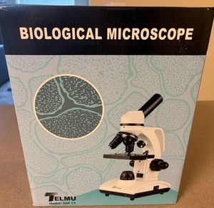 Telmu biological microscope, model XSP-75, 40x-1000x magnification capabilities