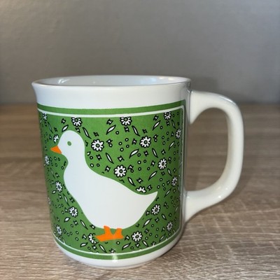 JSNY Calico Country CottageCore Coffee Tea Mug Green Duck Farm Animal Taiwan