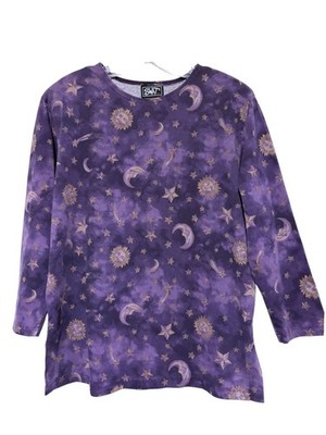 Vintage 90s Sun Moon Stars Top M Oversized Celestial Tie Dye Hippie Witch