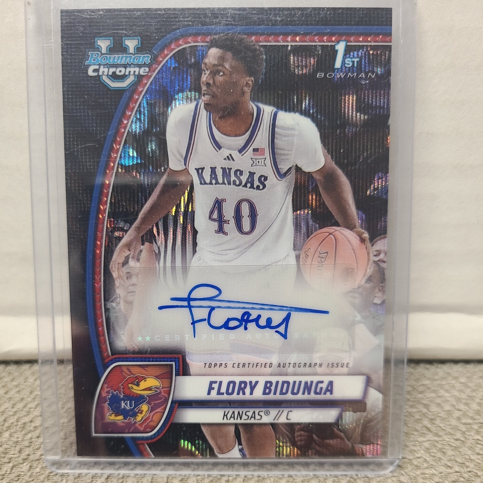 Topps 2024-25 Bowman Univ Chrome Flory Bidunga RC Auto #24 Black Wave