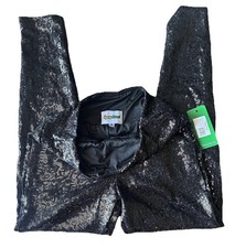 TIPSY ELVES BLACK SEQUIN HIGH WAIST LEGGINGS Women's Size Large LINED - NEW
