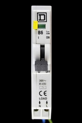 SQUARE D 6 AMP CURVE B 10kA 30mA RCBO TYPE A QOE