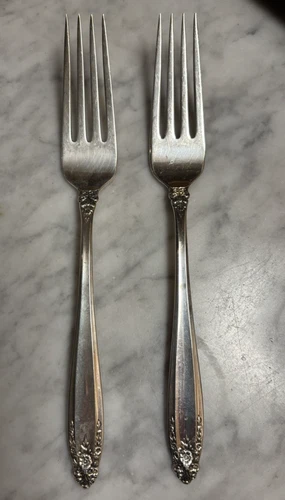2 Dinner Forks 7 3/4”, International Sterling Silver Prelude Pattern no monogram