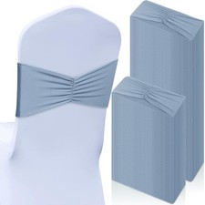 100 Pcs Spandex Chair Sashes Bows Bands Slider Sashes for Chair Dusty Blue